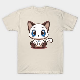 Blue eyes kawaii cat T-Shirt